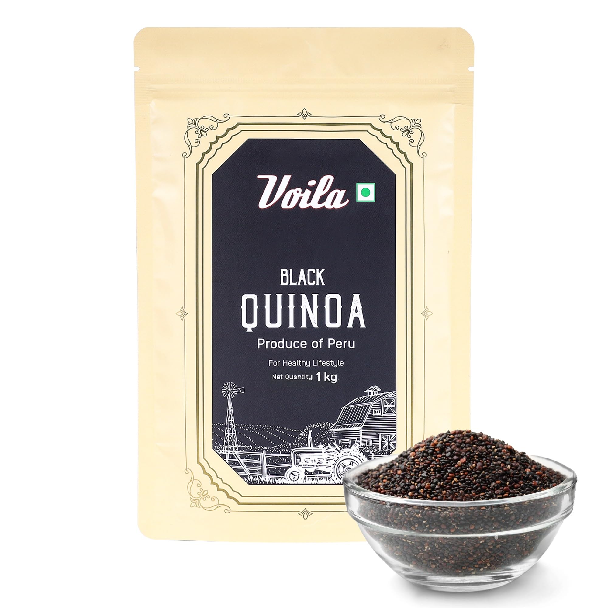 Voila Black Quinoa Seeds 1Kg | Gluten Free | High Energy, protein & Fiber | Super Food Super Grains