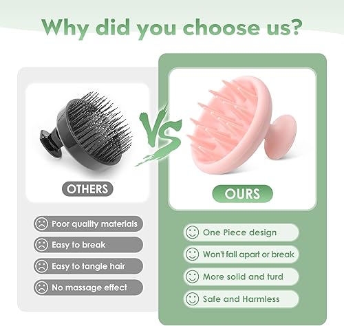 Miniatura 8 de Cepillo masajeador de cuero cabelludo, cepillo de silicona para el crecimiento del cabello y eliminación de la caspa, cepillo de champú para el