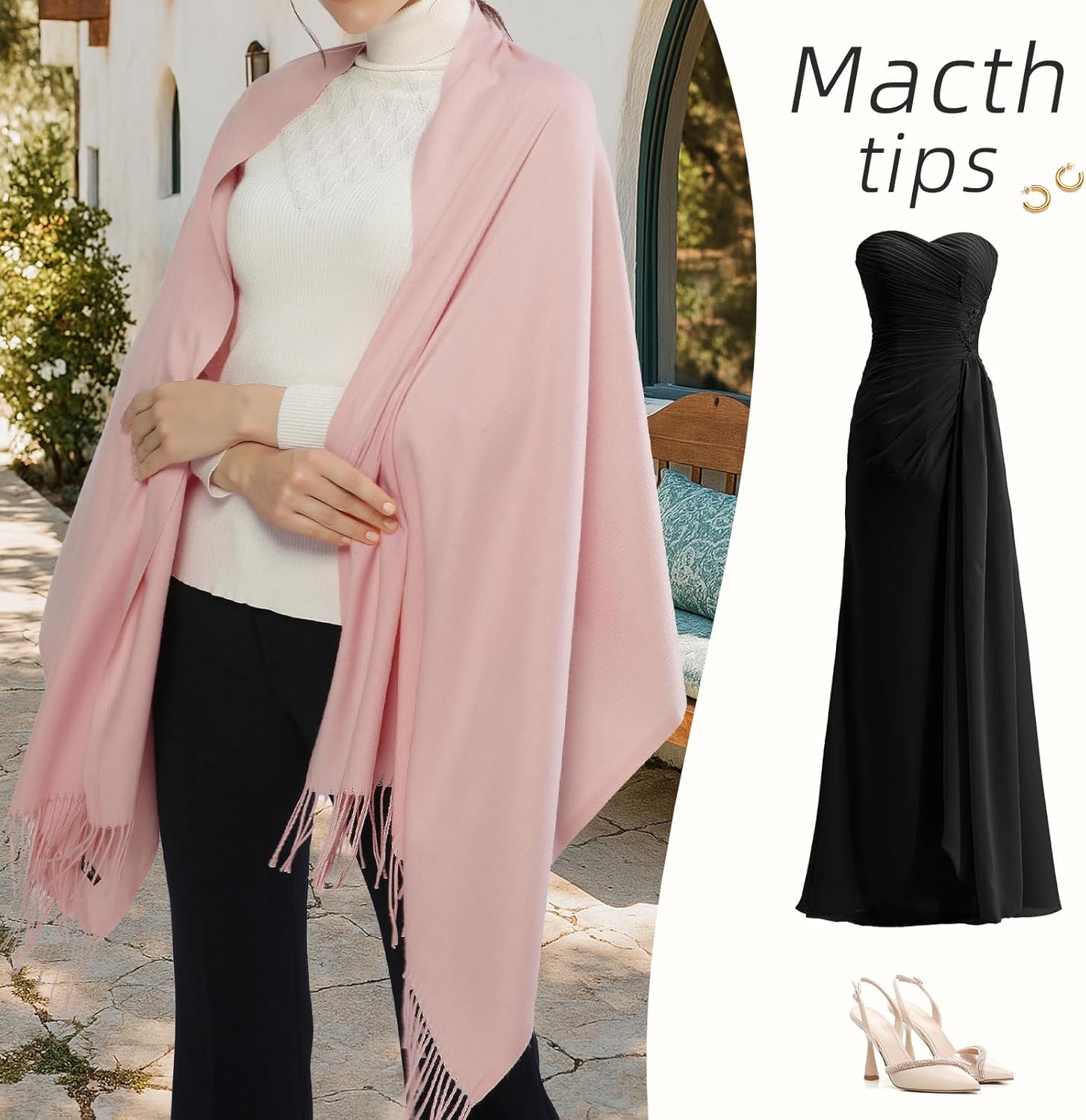 RIIQIICHY Women's Scarf Pashmina Shawls and Wraps for Evening Dress Bridesmaid Wedding Bridal Winter Warm Long Large Scarves - Image 2