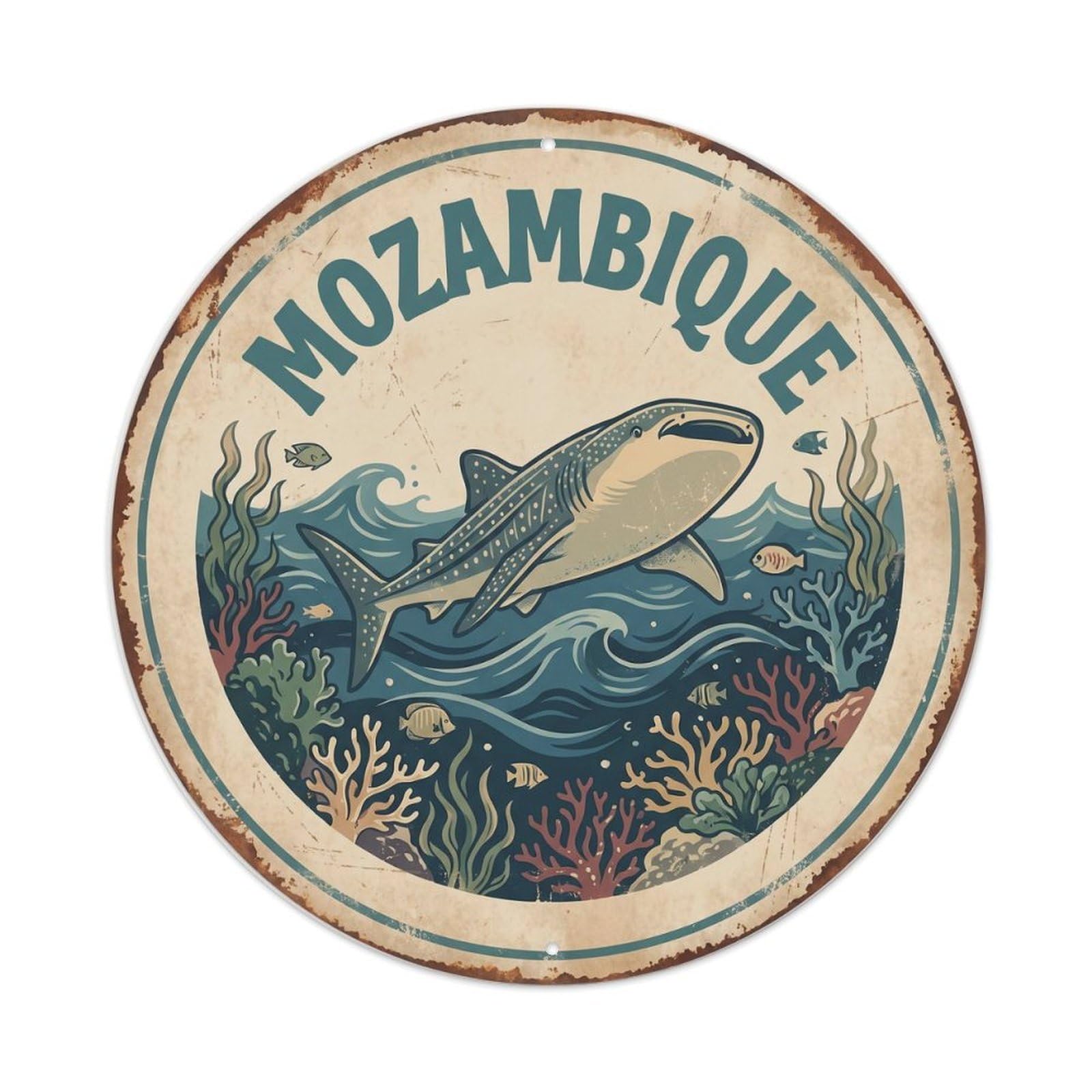 Mozambique Whale Shark Ocean Waters Metal Tin Sign