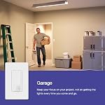 Lutron Maestro Motion Sensor Light Switch w/Wallplate for Bathroom, Garage, Laundry Room, Closet, for Light Bulbs, Occupancy and Vacancy Sensor, Single-Pole Only, No Neutral Req, MS-OPS2HW-WH, White