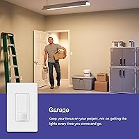 Vista 4 de Lutron Maestro Interruptor de luz con sensor de movimiento para interiores para baño, garaje, lavandería, cualquier bombilla, sensor de ocupación