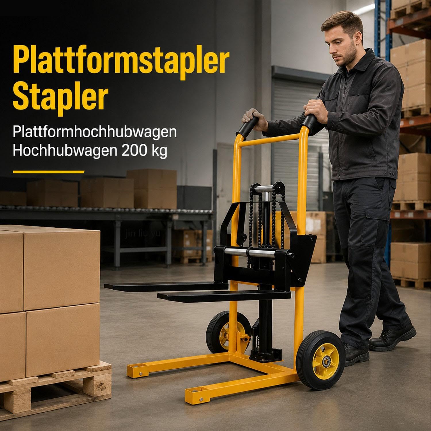 Apilador Plataforma Rodante de Transpaleta Mesa de Elevación Elevador Manual Carretilla Elevadora Manual Elevadores de Material Sistema de Elevación con Pedal Capacidad 200 Kg