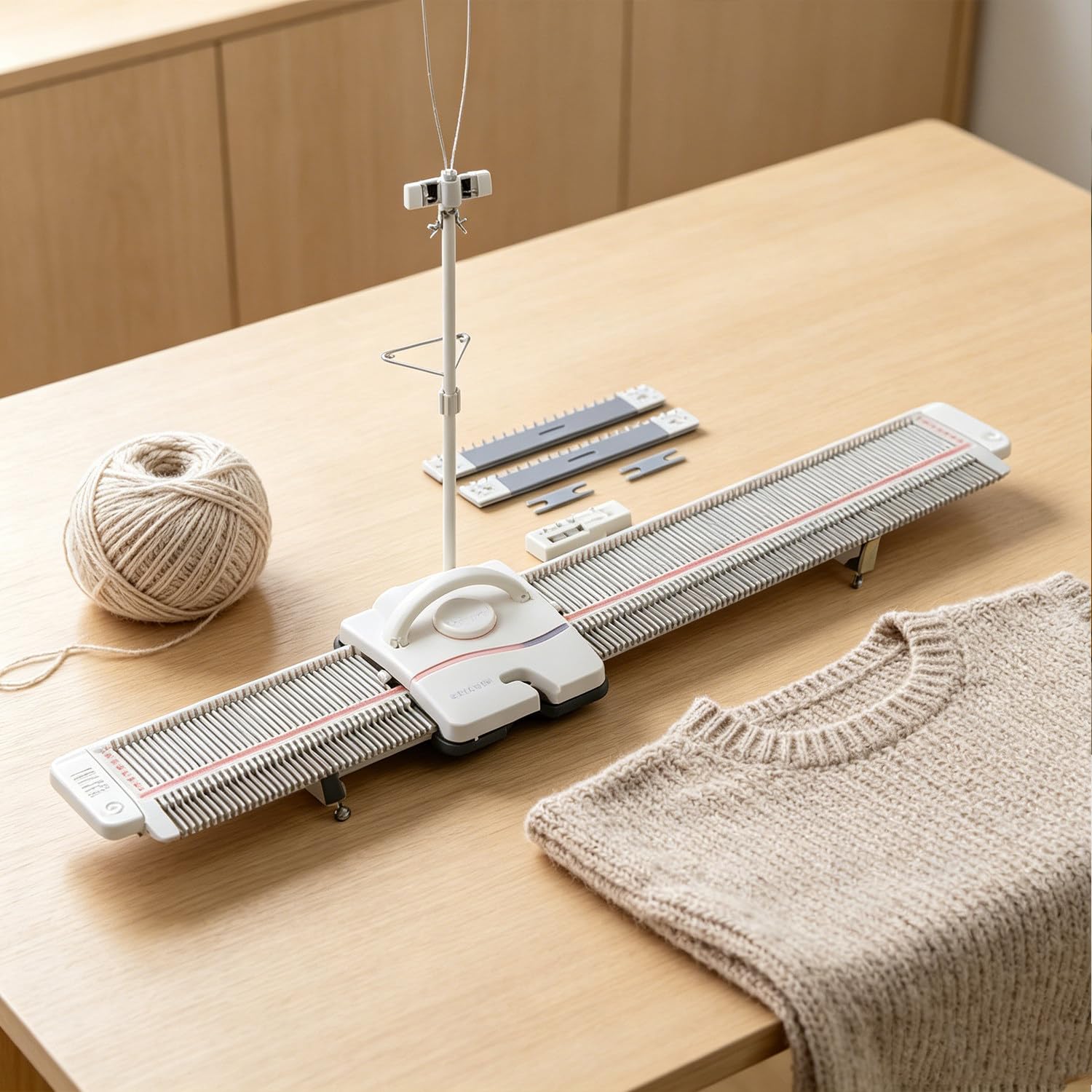 DHMYDPDZ Automatic Knitting Machine, 6.5mm Mid Gauge 150 Stitches Plastic Weaving Kit with Yarn Needles, Perfect for Scarf, Hat & Sweater, Easy to Make Scarves and Hats, Easy Home Crafting