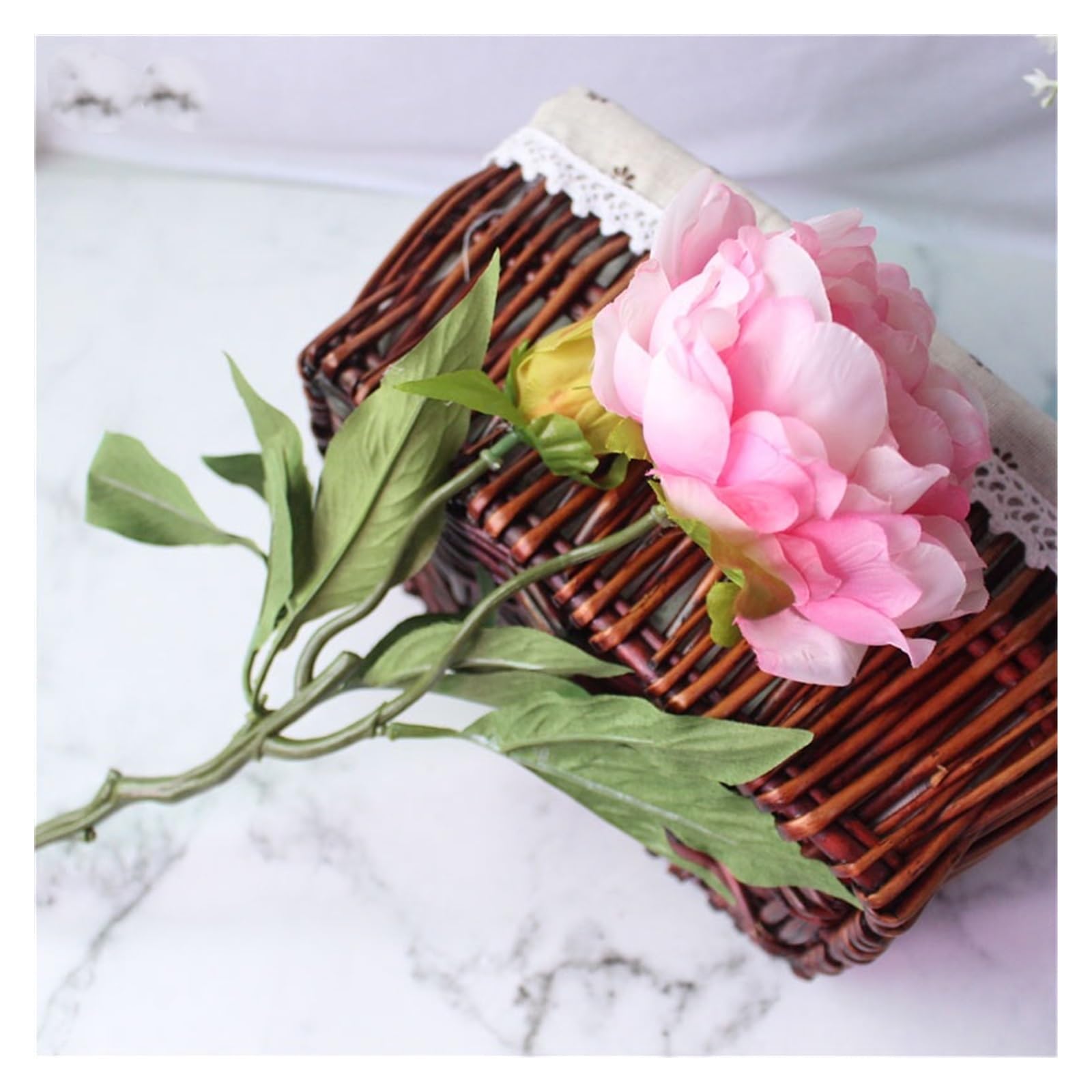 Fiori Artificiali Bouquet di Fiori da Sposa Fiore di peonia di Seta Artificiale Rosa Bianco Decorazione for la casa Fai da Te centrotavola Fiori Simulati Artificiale Falso(Dark Pink)