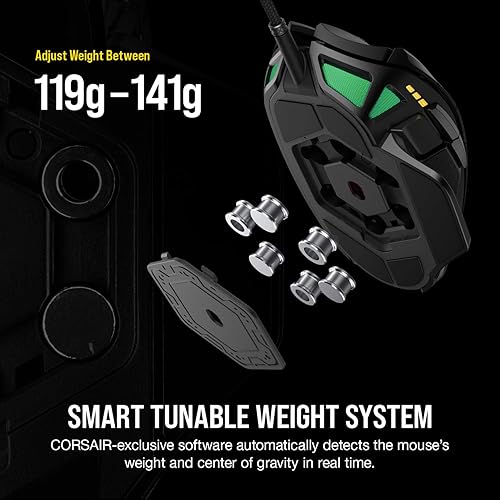 Miniatura 3 de Corsair Nightsword RGB - Mouse ergonómico óptico para juegos FPSMOBA con retroiluminación LED RGB 18000 DPI, negro
