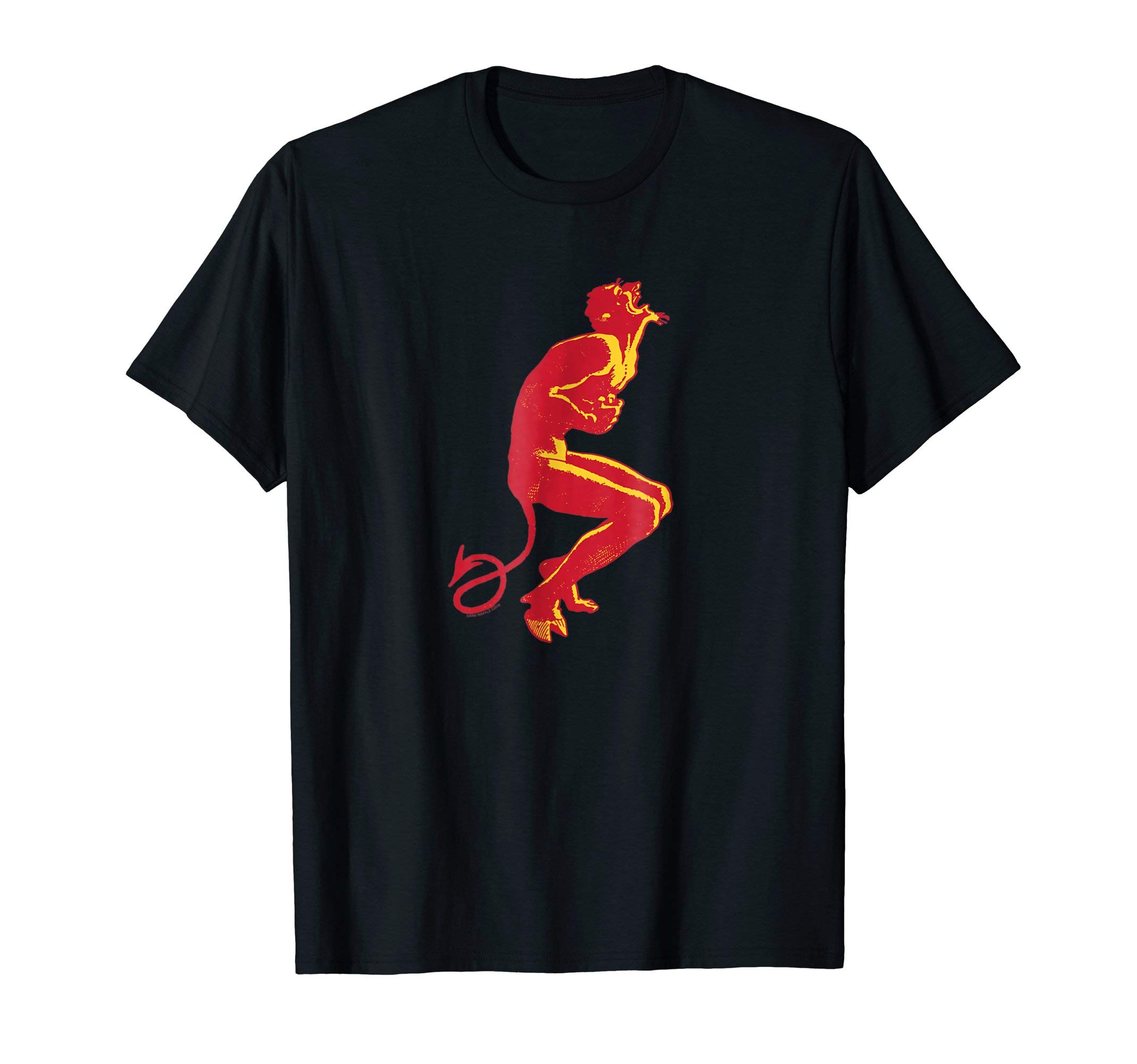 Dang WaffleCool Devil T-shirt, Devil Laughing in Red and Yellow Design T-ShirtOEKO-TEX STANDARD 100