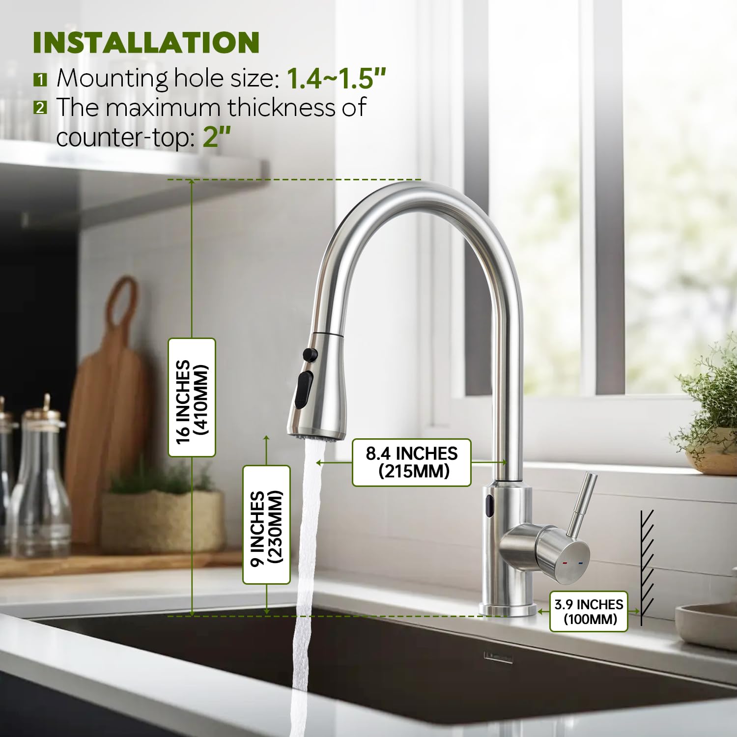 Kitchen Sink Tap touchless Sensor with Pull Out Sprayer, Kitchen Mixer Tap Automatic Sensor - Image 4
