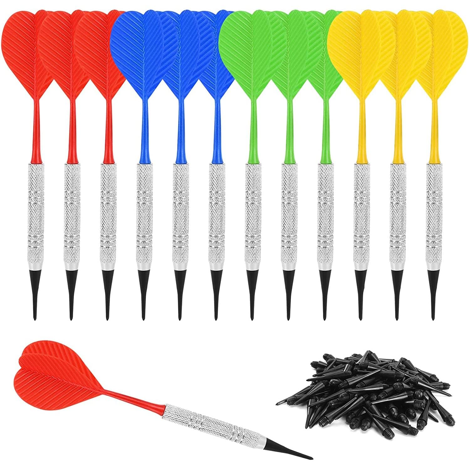 Sponsored Ad – Bolivia's Soft Tip Darts, 12 Pcs Plastic Tip Darts Set, Soft Darts Set with 100 Black Replacement Tips, Soft Tip Darts for Electronic or Plastic Dartboard for Home Office Game Room Bar Club