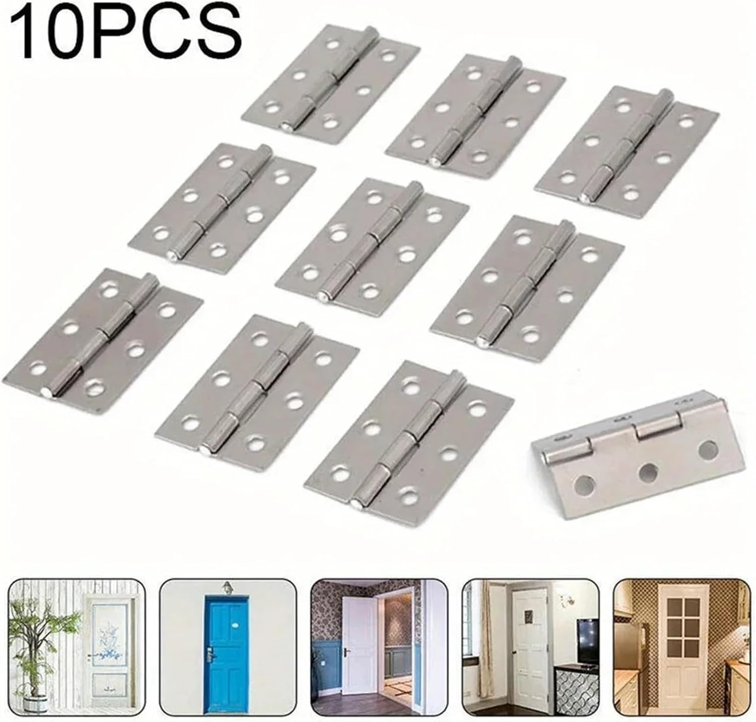10pcs Stainless Steel Door Hinges Cabinet Doors Windows Wooden Box Flat Hinge Home Furniture Hardware Accessories