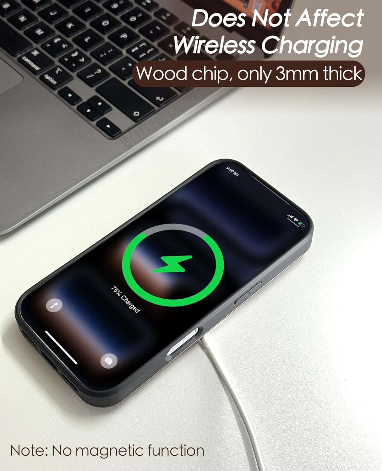 Wood Case for iPhone 17 Pro Max Case, Real Wooden Grain TPU Shockproof Slim Cover for 17 Promax, Supports Wireless Chargers, Suitable for DIY Carving (Natural Walnut Woodgrain) - Image 8