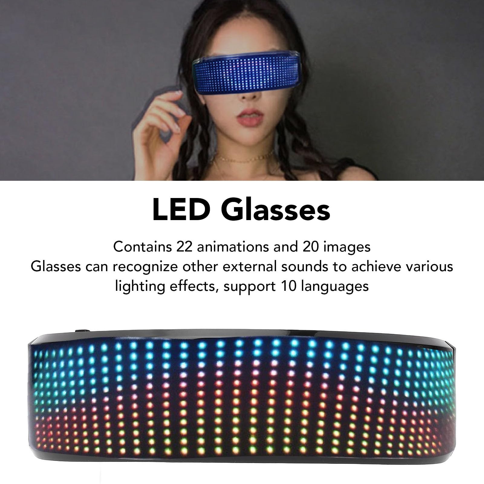 Gafas con Luz LED Controladas por Aplicación Bluetooth