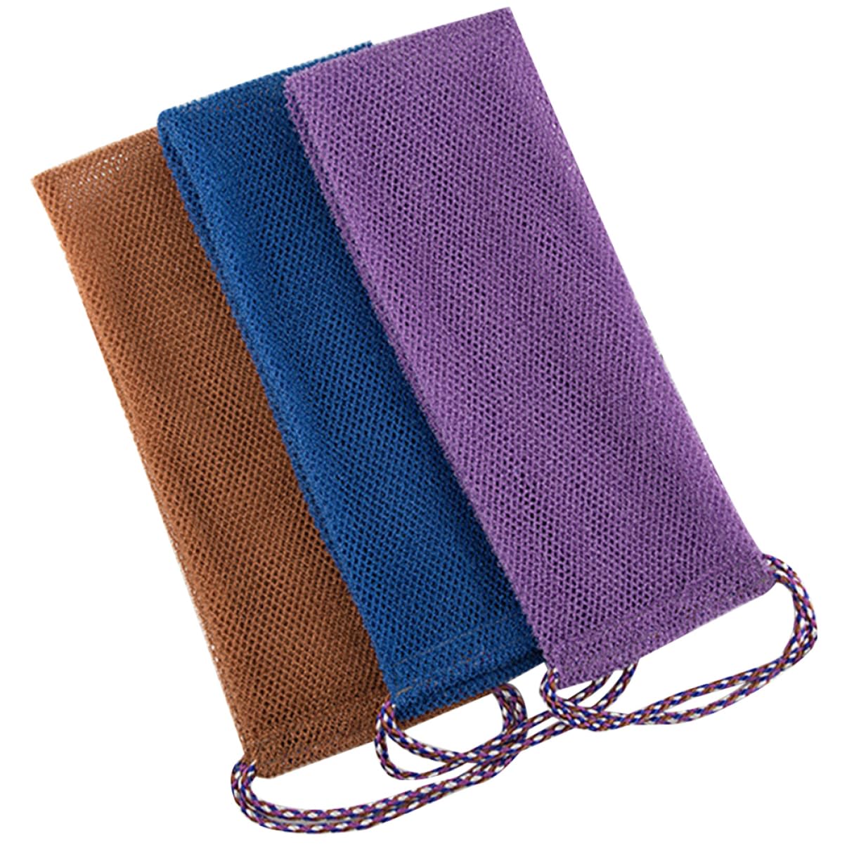 OUNONA 3Pcs Back Exfoliating Towels Portable Bath Scrubbers for Gentle Body Cleansing Skin Friendly Material Rough Texture for Exfoliation for