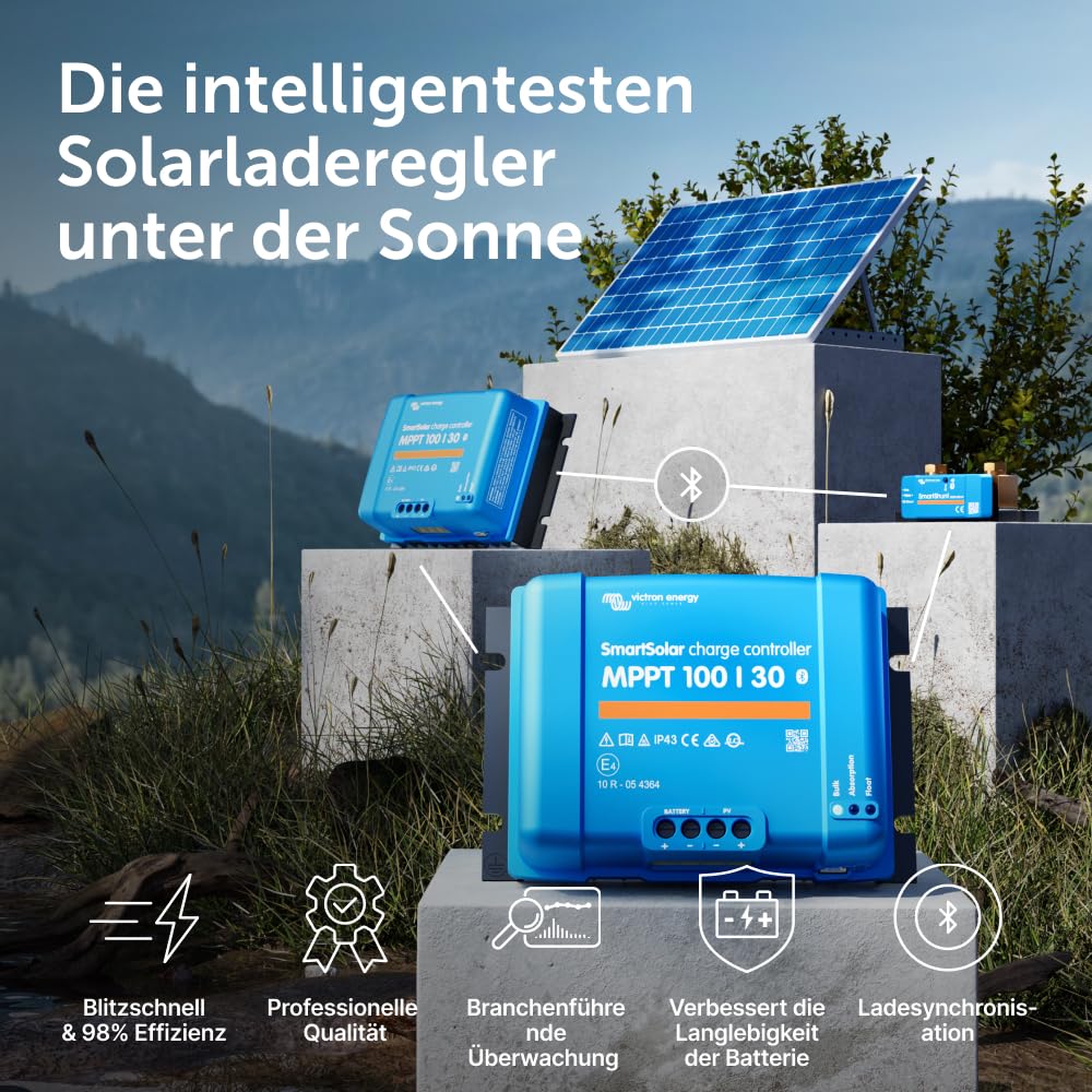 Victron Energy SmartSolar MPPT Laderegler - Solar Laderegler (Bluetooth) - 100V 30 Amp 12/24-Volt