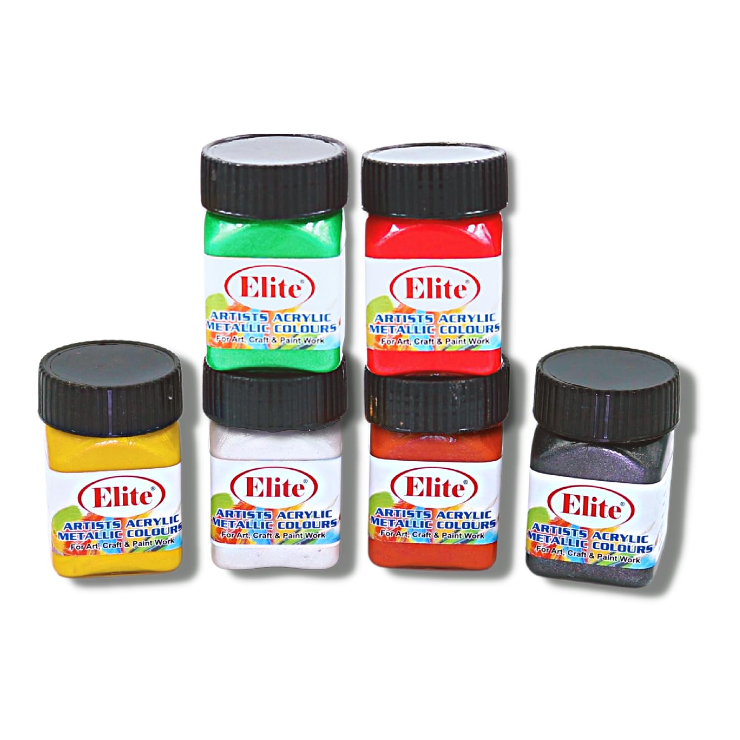 1001 Elite Artists Acrylic Metallic Colors Set | 6 Shades X 50ml Each | MultiSurface | Art Craft & Paint Work | Multicolours