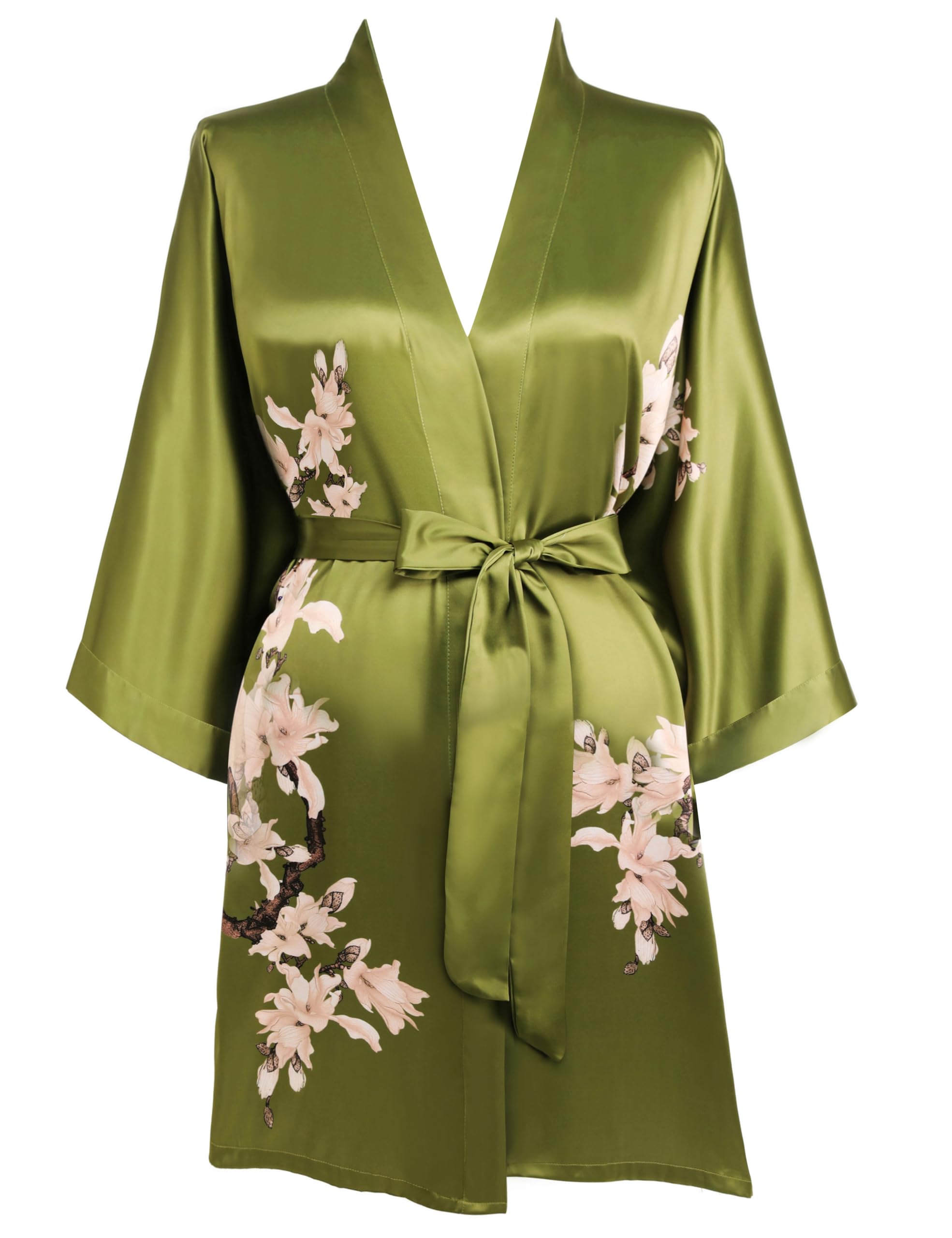 BABEYOND Satin Floral Kimono Robe