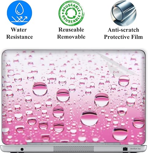 Miniatura 2 de Meffort Inc Calcomanía decorativa para laptop de hasta 17.3 pulgadas (incluye 2 muñequeras)  Burbujas de agua rosadas