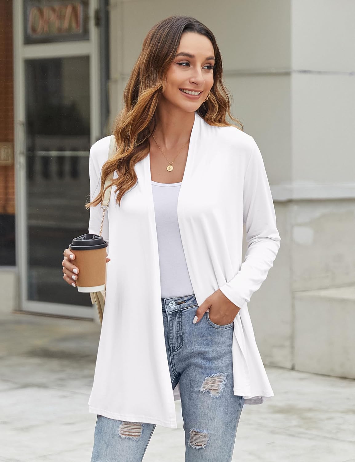 Bluetime Women Casual Lightweight Open Front Cardigans Soft Draped Long Sleeve Cardigans Dusters (S-3XL) - Image 4