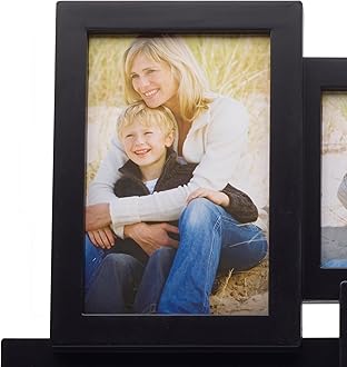 Melannco 18 x 18 Inch 9 Opening Photo Collage Frame, Displays Four 4x6 and Five 6x4 Inch Photos, Black