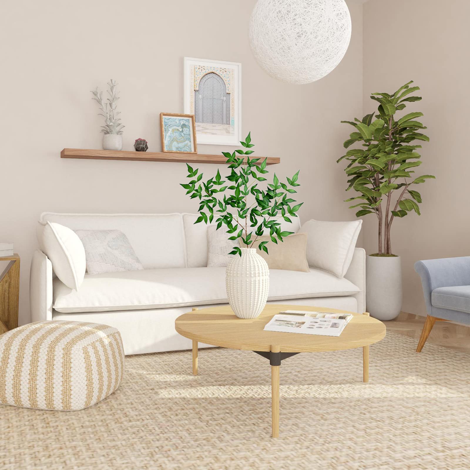 VKTY 5 rami verdi di eucalipto artificiali rami verdi arbusti ramoscello di ficus steli per la decorazione di casa ufficio vaso riempitivo
