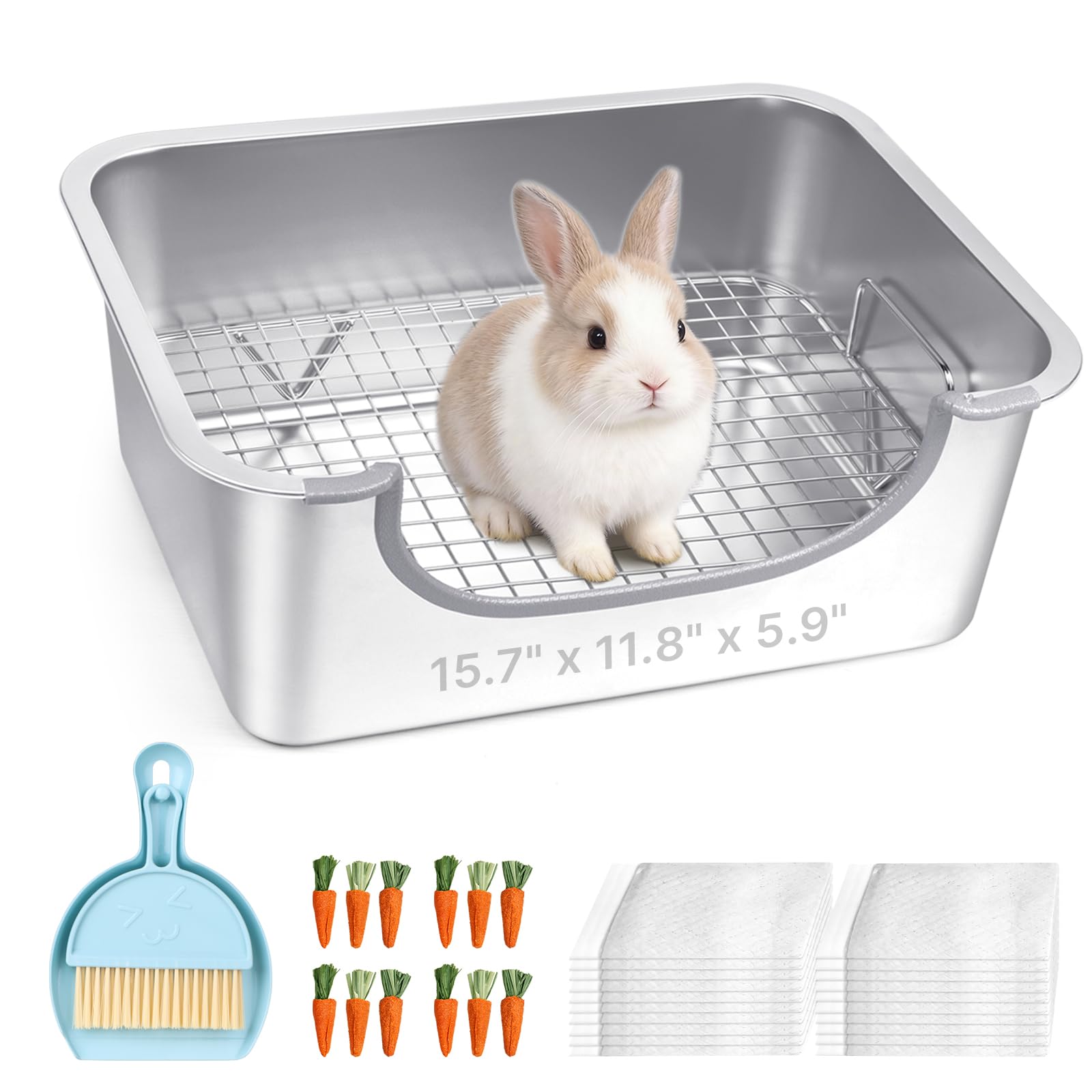 Photo 1 of Essenhome Stainless Steel Rabbit Litter Box - Extra Large