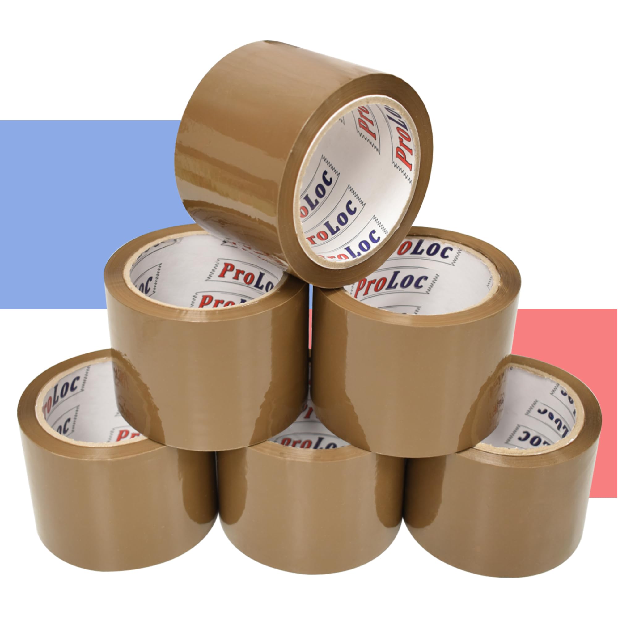 ProLoc Extra Wide Packaging Tape (72mm x 66m) - Pick Colour & Qty - 3 inch Wide Ultra Strong Packing Tape with Sticky & Secure Seal for Packing Large & Heavy Boxes and Moving House (Brown, 6 Rolls)