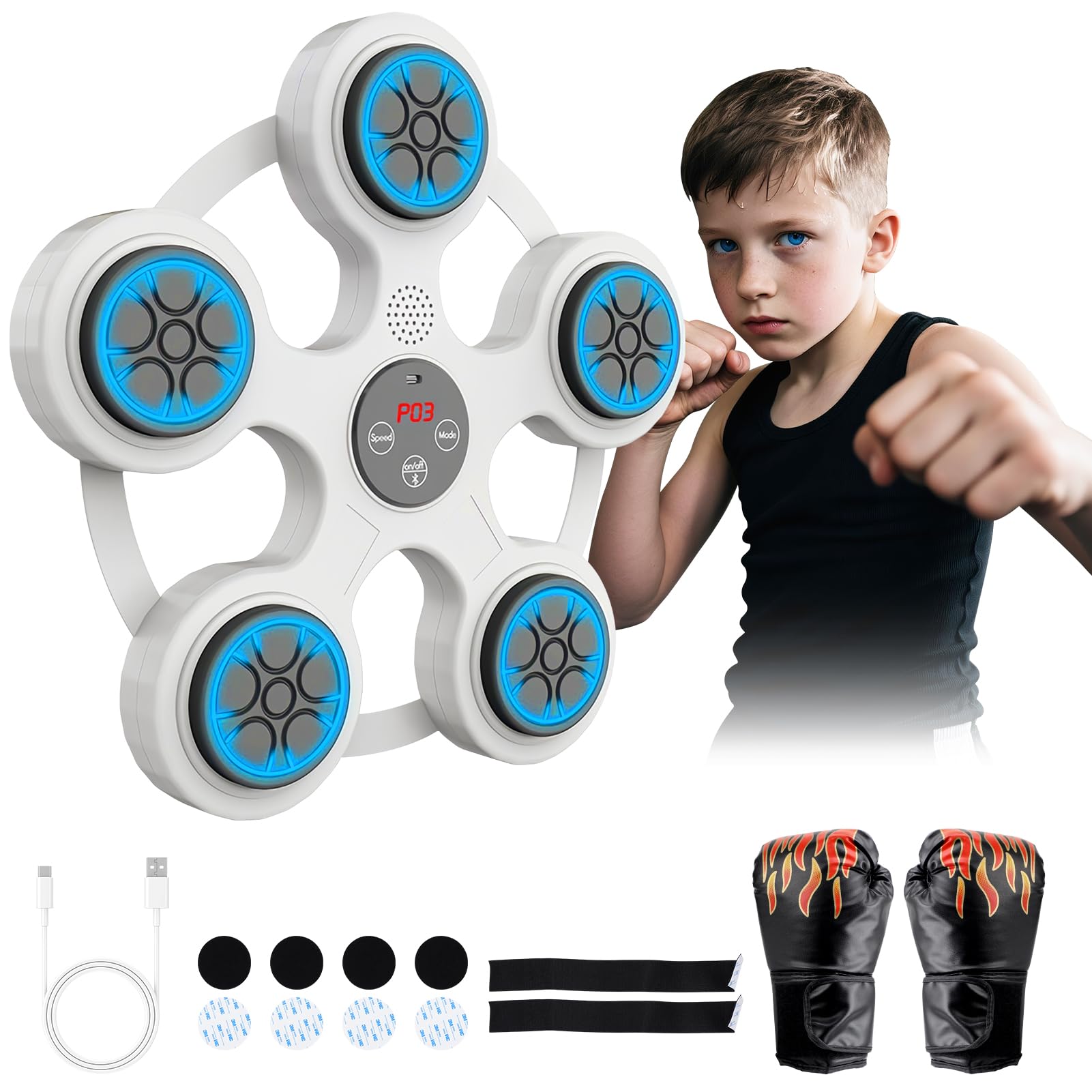 Music Boxing Machine per Adulti,Elettronica Bluetooth Boxing Machine con Musical Boxing Machine con Guantoni da Boxe,11 Velocità Regolabile e modalità di conteggio