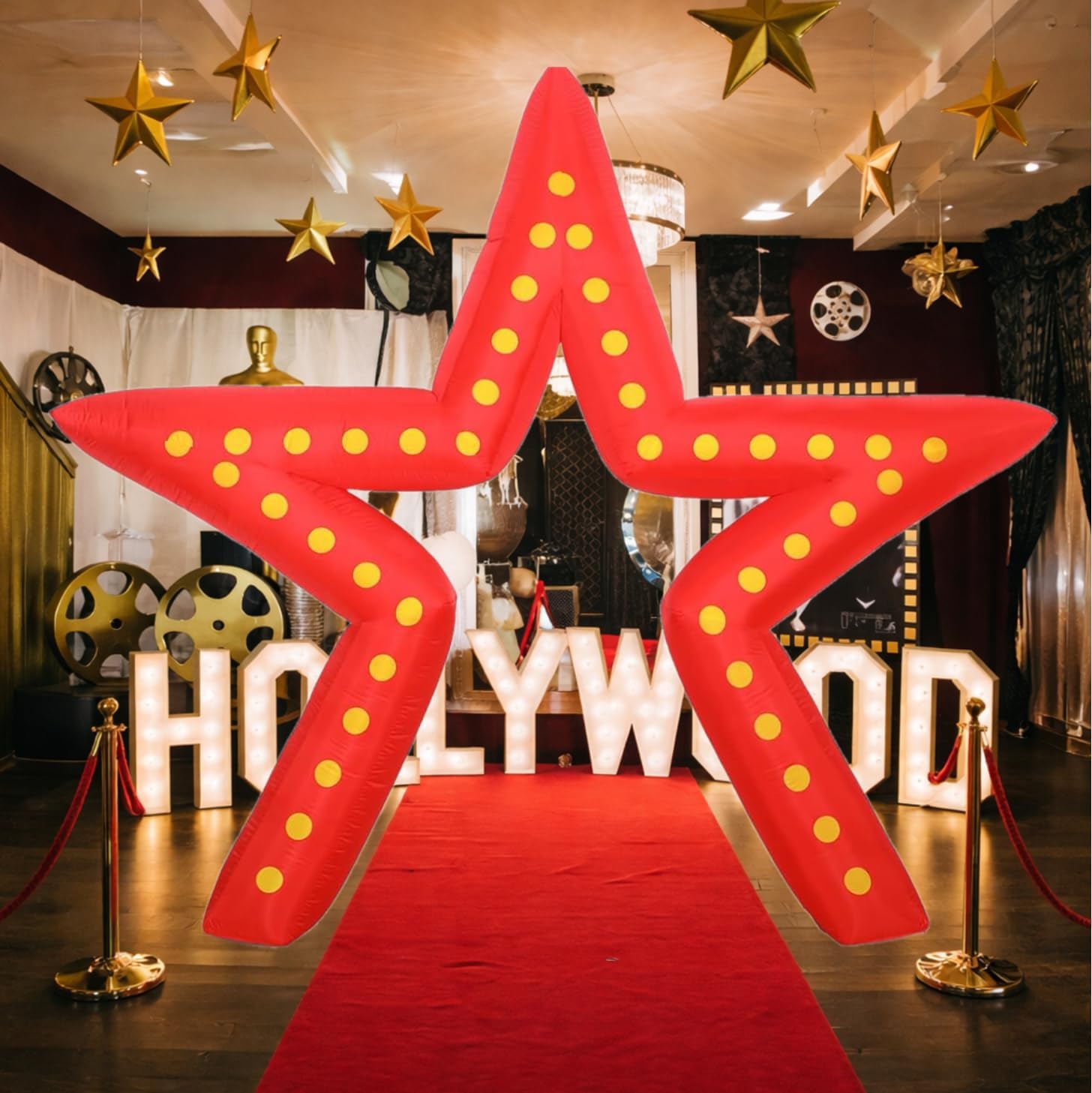10 Ft Movie Night Party Decorations, Inflatable Large Blow up Star Sign Décor Inflatable Arch Kit with LED Light for Movie Night Party Red Carpet Awards Party Yard Garden Décor - Image 8