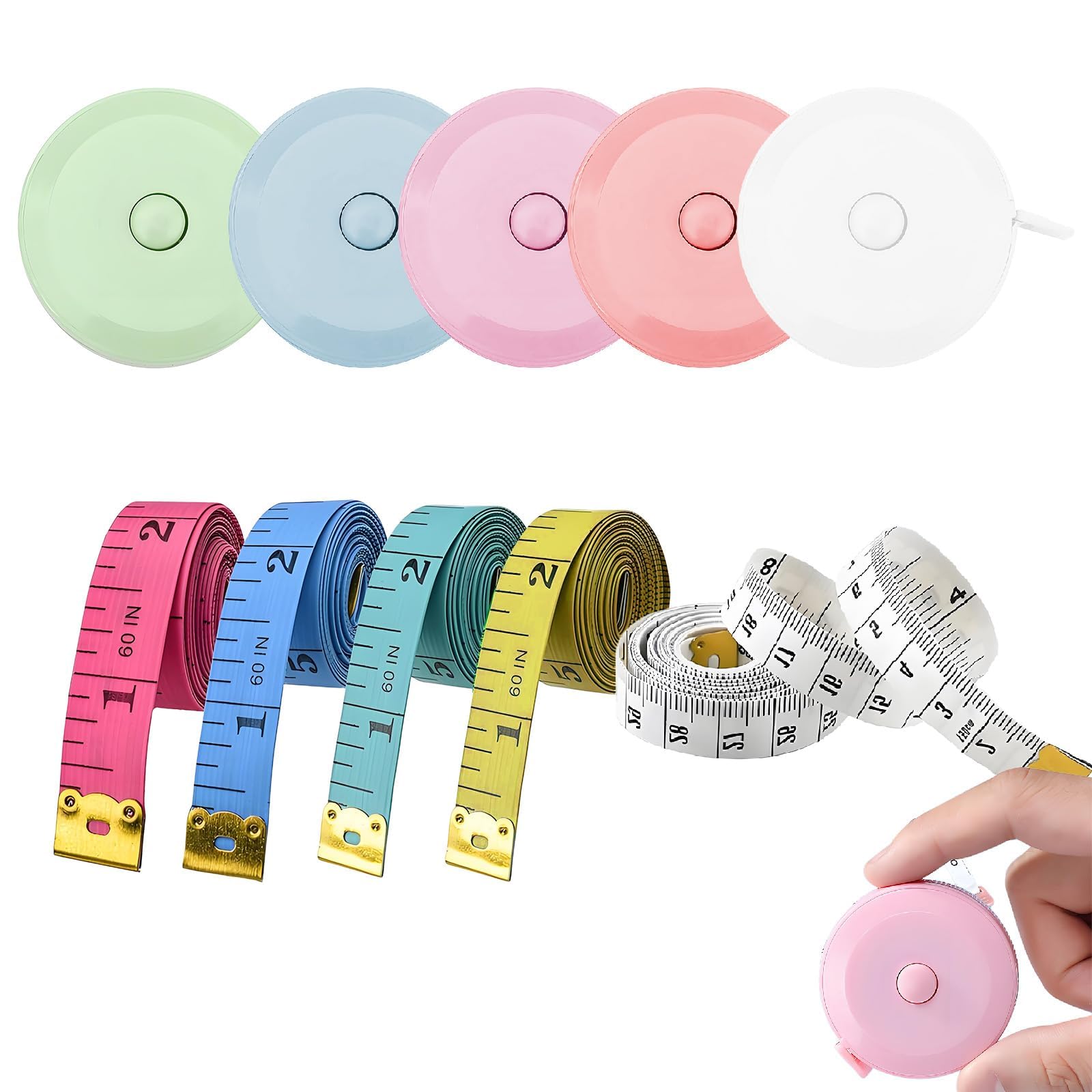 10 Pcs Tape Measure Body, 1.5M Scalable Measuring Tape Sewing, Soft and Durable Mini Fabric Measuring Tapes Easy To Read, Suitable for Measuring Length Chest and Waist