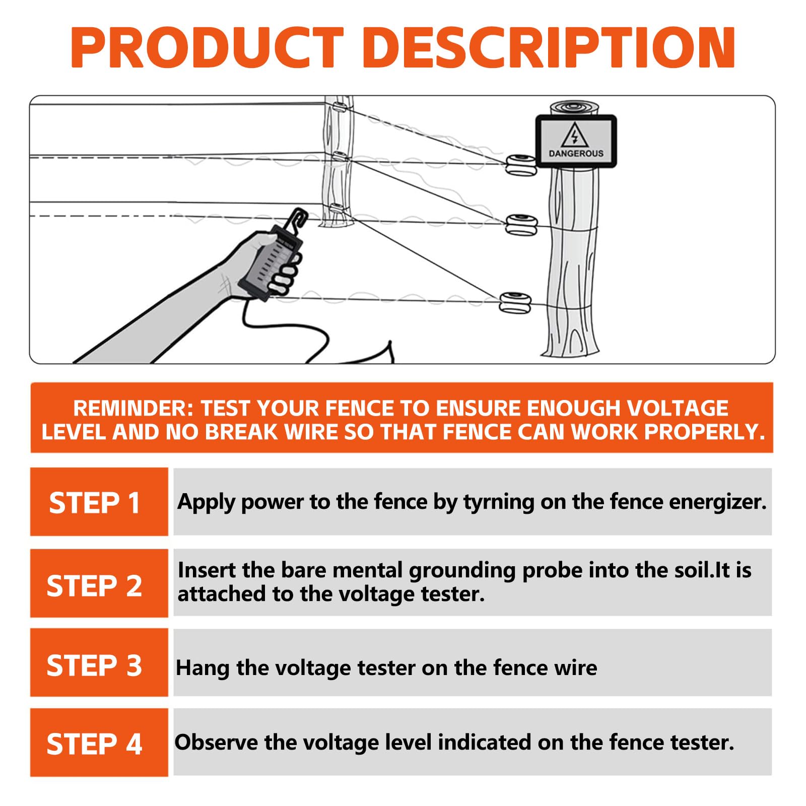 Electric Fence Tester & Voltage Detector 2000V-12,000V Wide Range — Amazon image 5