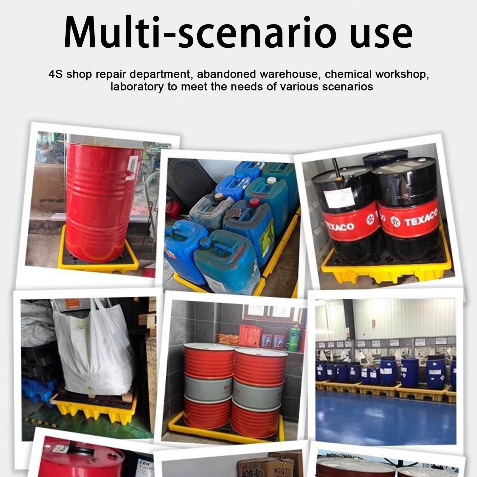 Plataforma Modular Antiderrames para Líquidos Industriales Sistema de Contención para Bidones y Tanques Base de Seguridad con Rejilla de Drenaje para Taller y Almacén 36x49.5x10.5cm