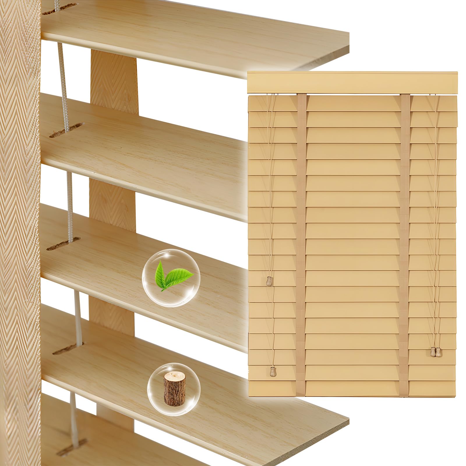 Jfozdm A Custom Wooden Venetian Blinds Window, Faux Wood Venetian Blinds, Horizontal Blind, Light Control/Privacy Protect, Shutters For Inside For Bathroom, Kitchen, Bedroom, Office, Easy Fit