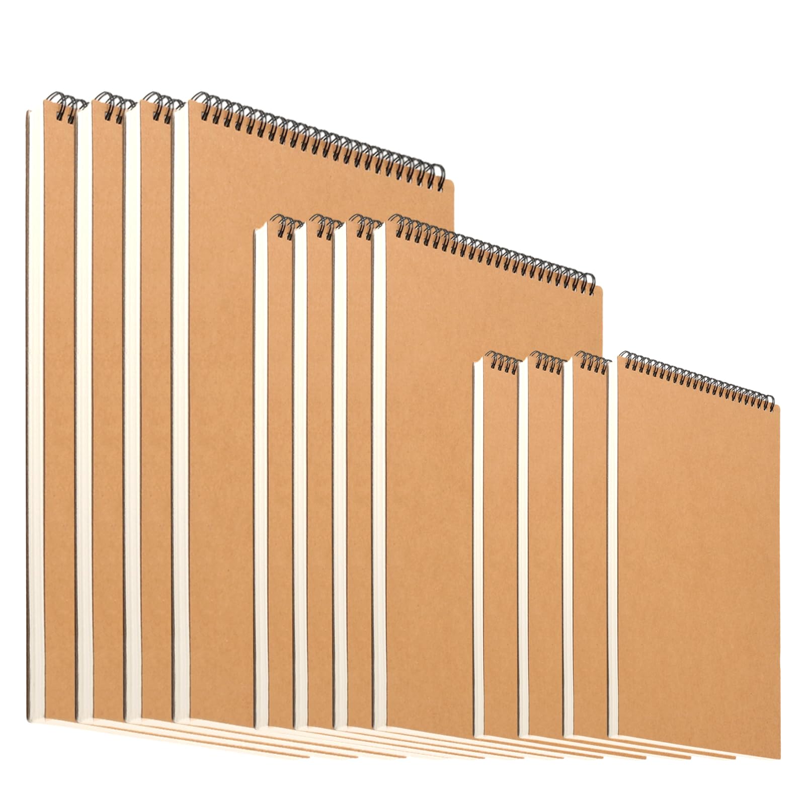 HEIHAK Set di 12 quaderni per schizzi, formato A3, A4, A5, 60 pagine, 30 fogli con rilegatura a spirale, quaderni a spirale, blocchi per schizzi, schizzi, pittura, scrittura