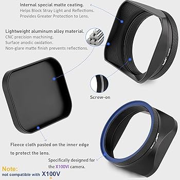 Amazon | Haoge LH-X200B スクエアメタルレンズフード 49mm