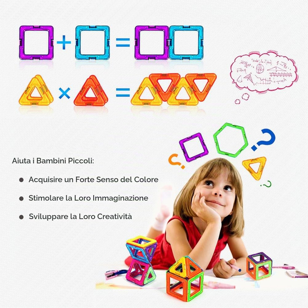 LIVEHITOP 109 Pezzi Costruzioni Magnetiche per Bambini, Grandi Magnetica Costruzione Blocchi Giochi Educativi Creativi 3D DIY Giocattoli Regalo per Natale Giornata Bambini