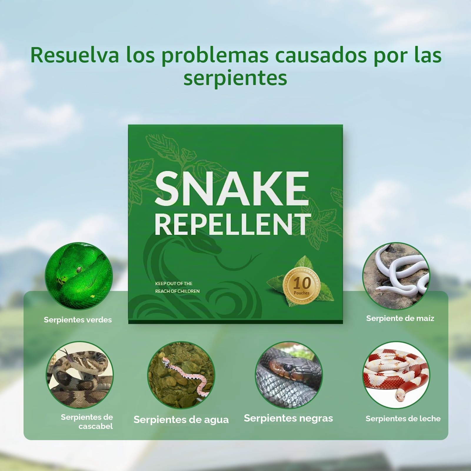 Repelente de serpientes para patio, potente repelente de serpientes para exteriores, seguro natural para niños y mascotas, disuasorio de serpientes para patio, eficaz repelente de serpientes para