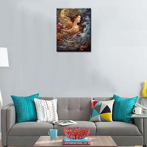 Miniatura 4 de Tucocoo Fairy Girl - Pintura por números para adultos, kits de pintura al óleo digital sobre lienzo con pinceles y pigmento acrílico, obra de arte