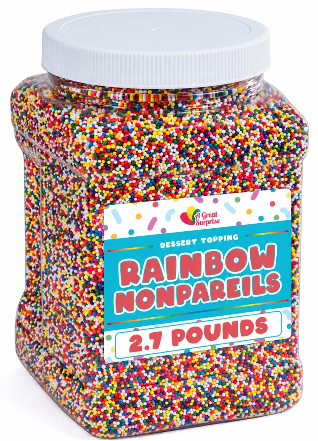 Rainbow Nonpareils, 2.7 lb Bulk Dessert Decorating Toppings
