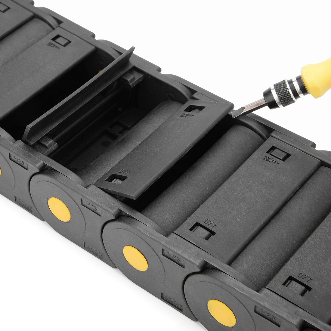 sourcing map R55 25mm x 77mm Plastic Closed can Open Cable Drag Chain Wire Carrier 1M Long