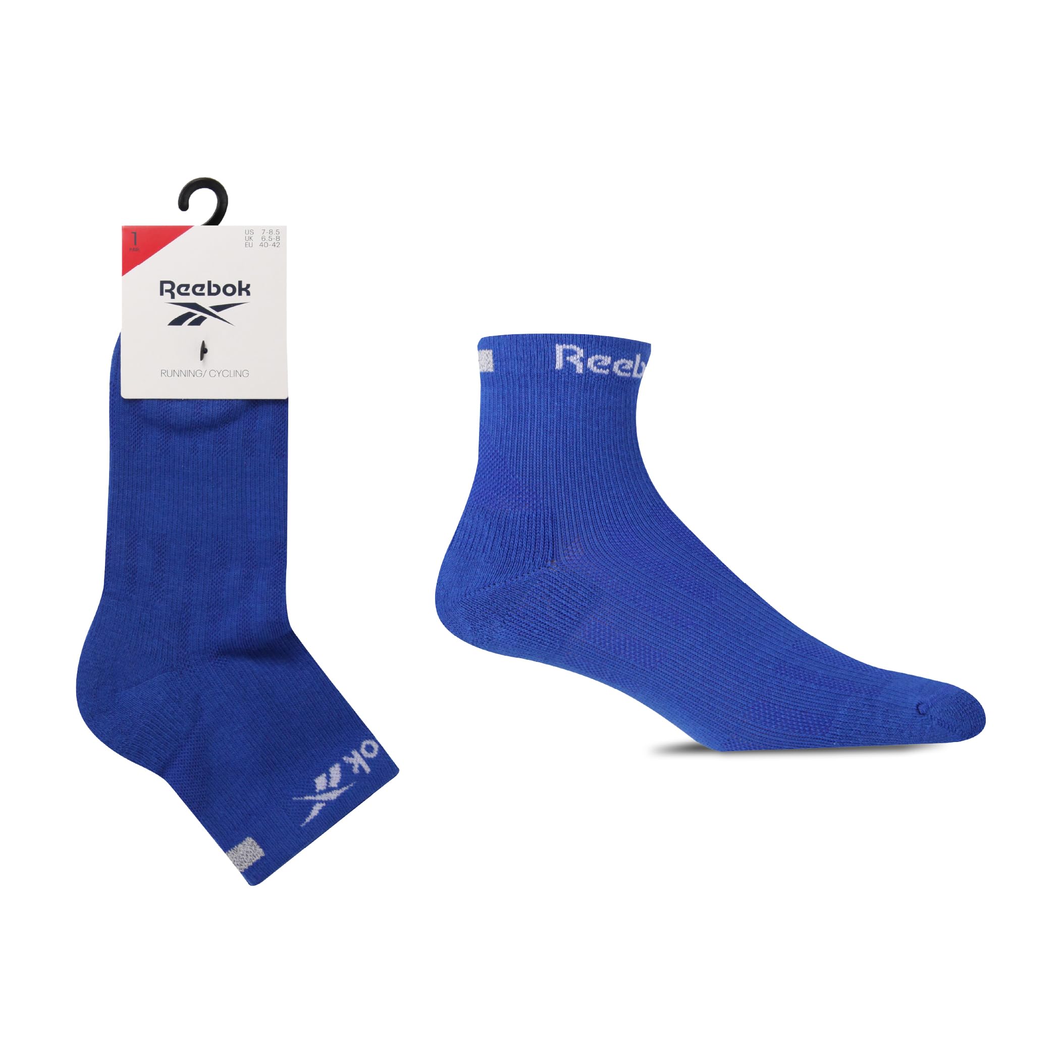 Reebok Unisex 'Technical' Running/Cycling Socks - Mens and Ladies, Recycled, Short Ankle Length, Arch Support, Cushioned, Seamless Toes, 1 Pair Size Range of UK 2.5-10 Blue 4.5-6