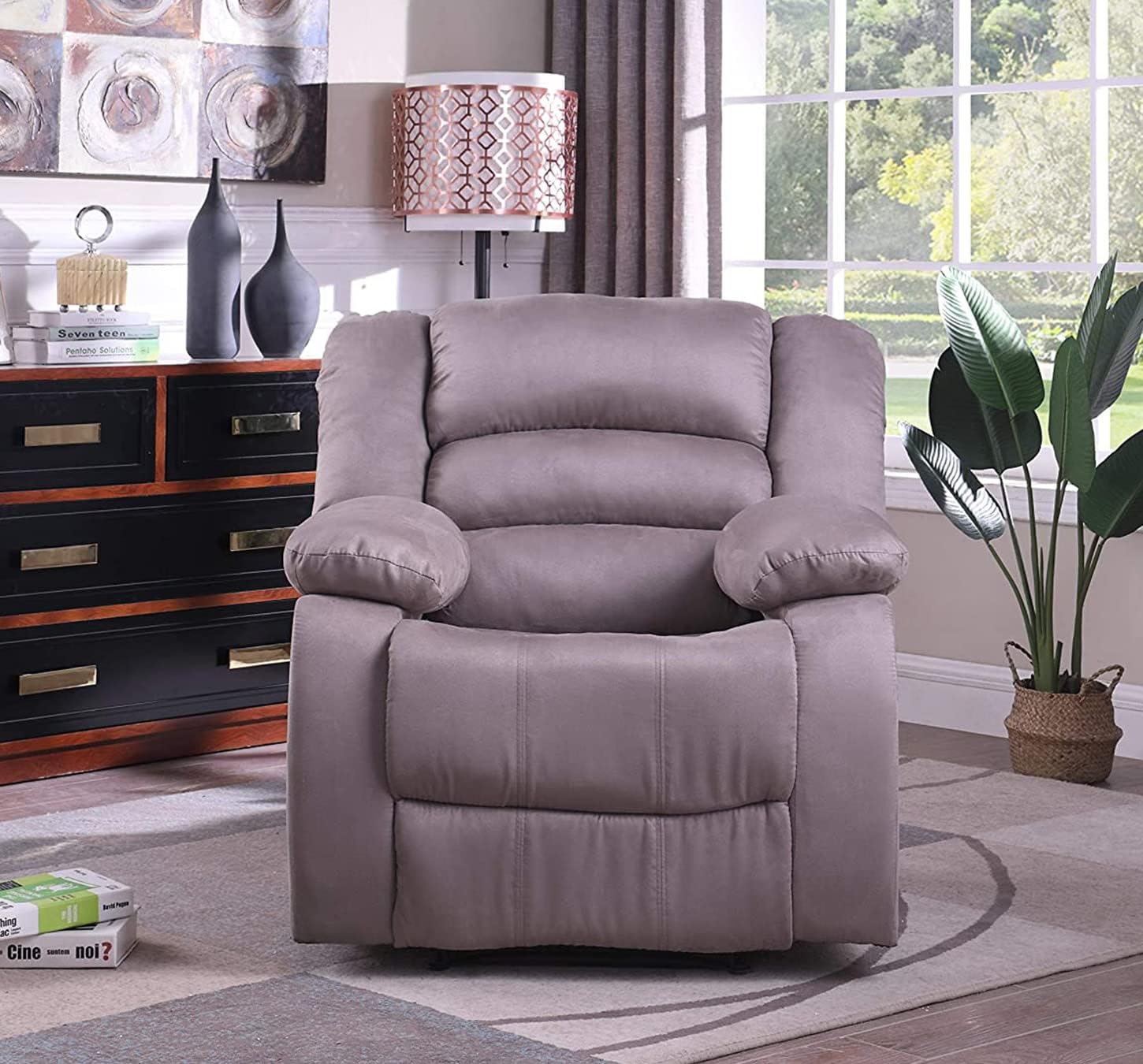NHI Express Addison Microfiber Upholstery Comfortable Footrest Recliner Chair for Living Room Bedrrom Home Theater, Grey
