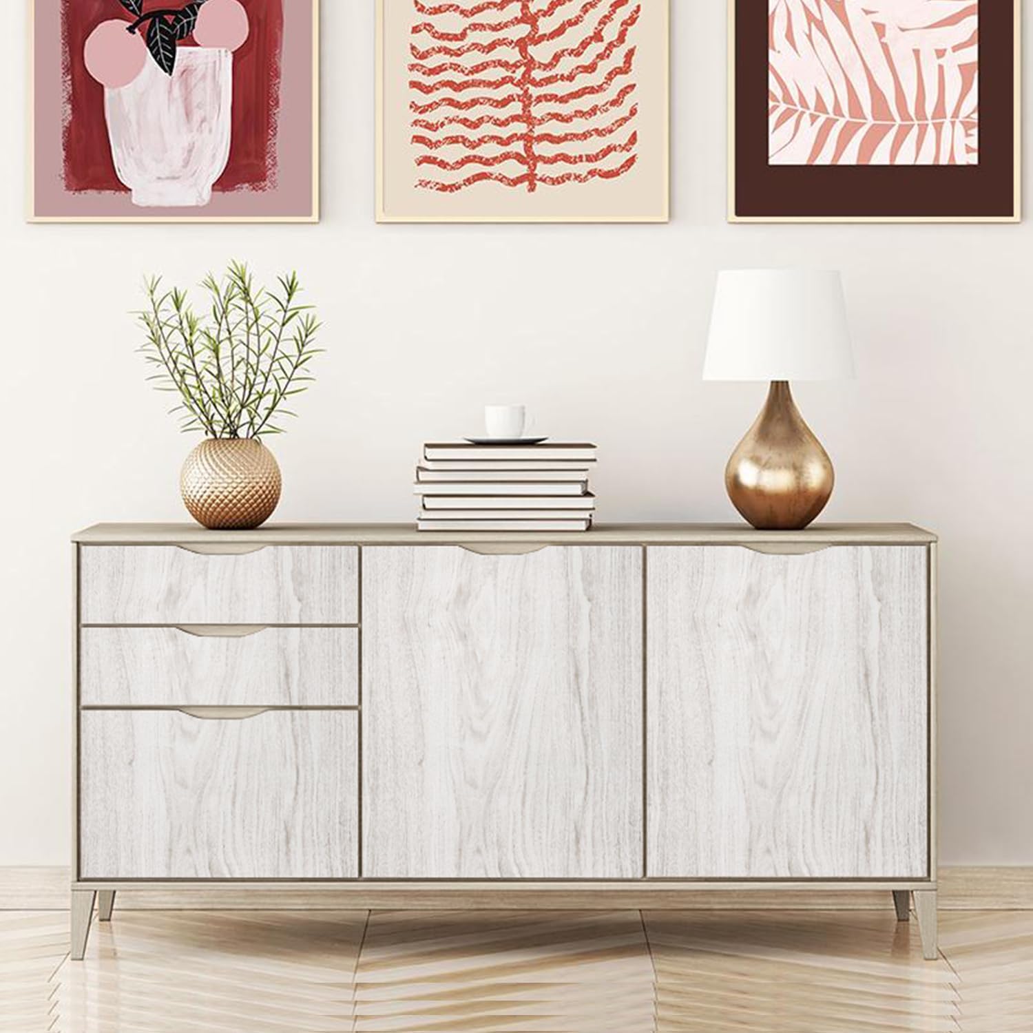 Orainege Wood Grain Contact Paper Peel and Stick Wallpaper 17.7inx196.8in Beige Wood Contact Paper for Cabinets Kitchen Countertop Furniture Waterproof Self Adhesive Wallpaper Removable Easy to Clean