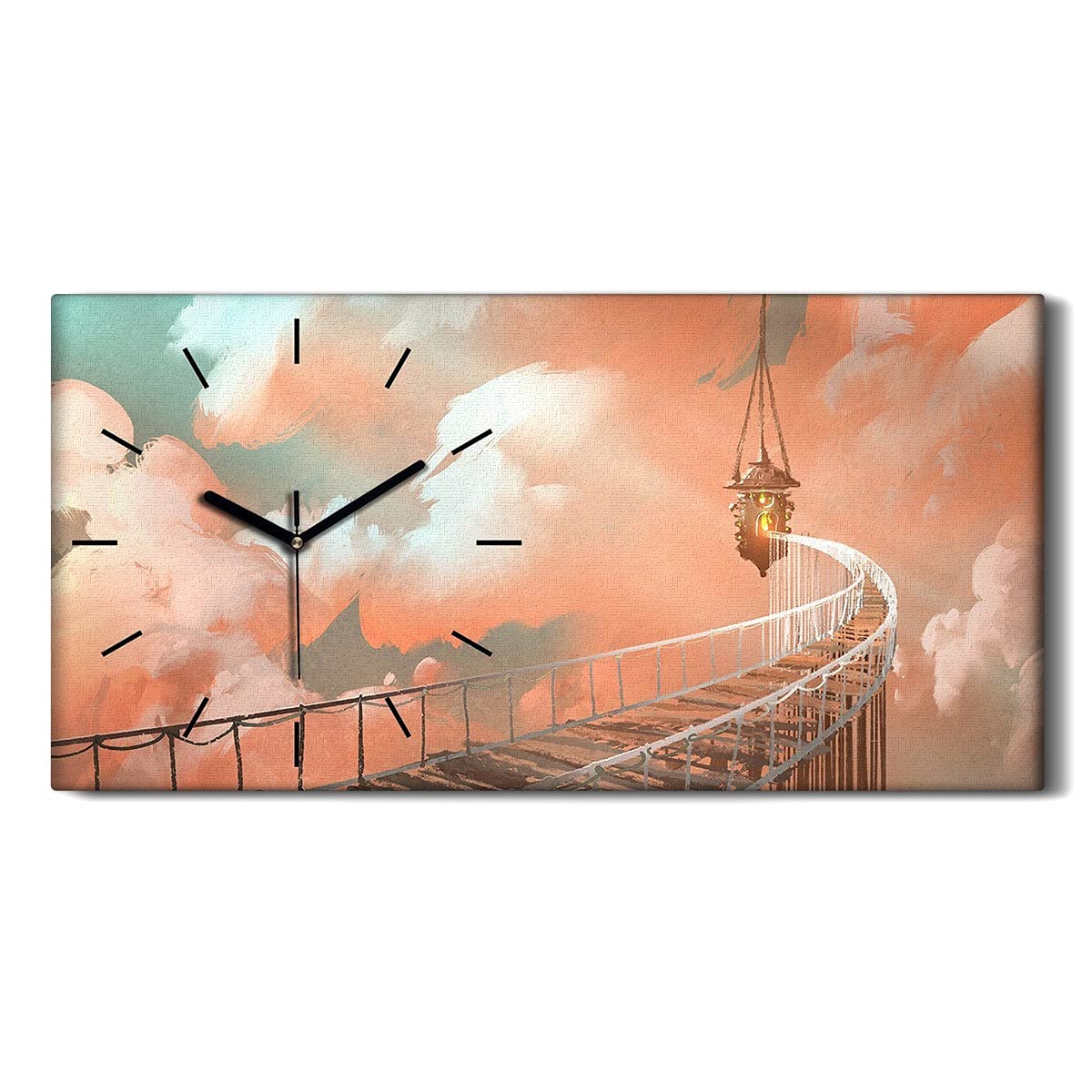 Horloge sur toile moderne 60x30cm decoration murale salon chambre mecanisme sans tic-tac