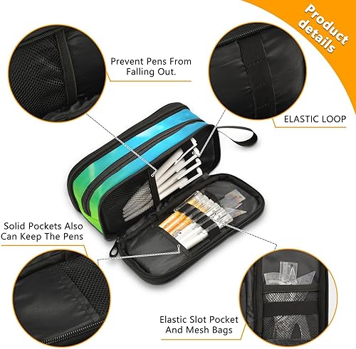 Vista 449 de Estuche para lápices de fútbol y fútbol, estuche grande para lápices para niños y niñas, compartimentos con cremallera, gran capacidad, papelería