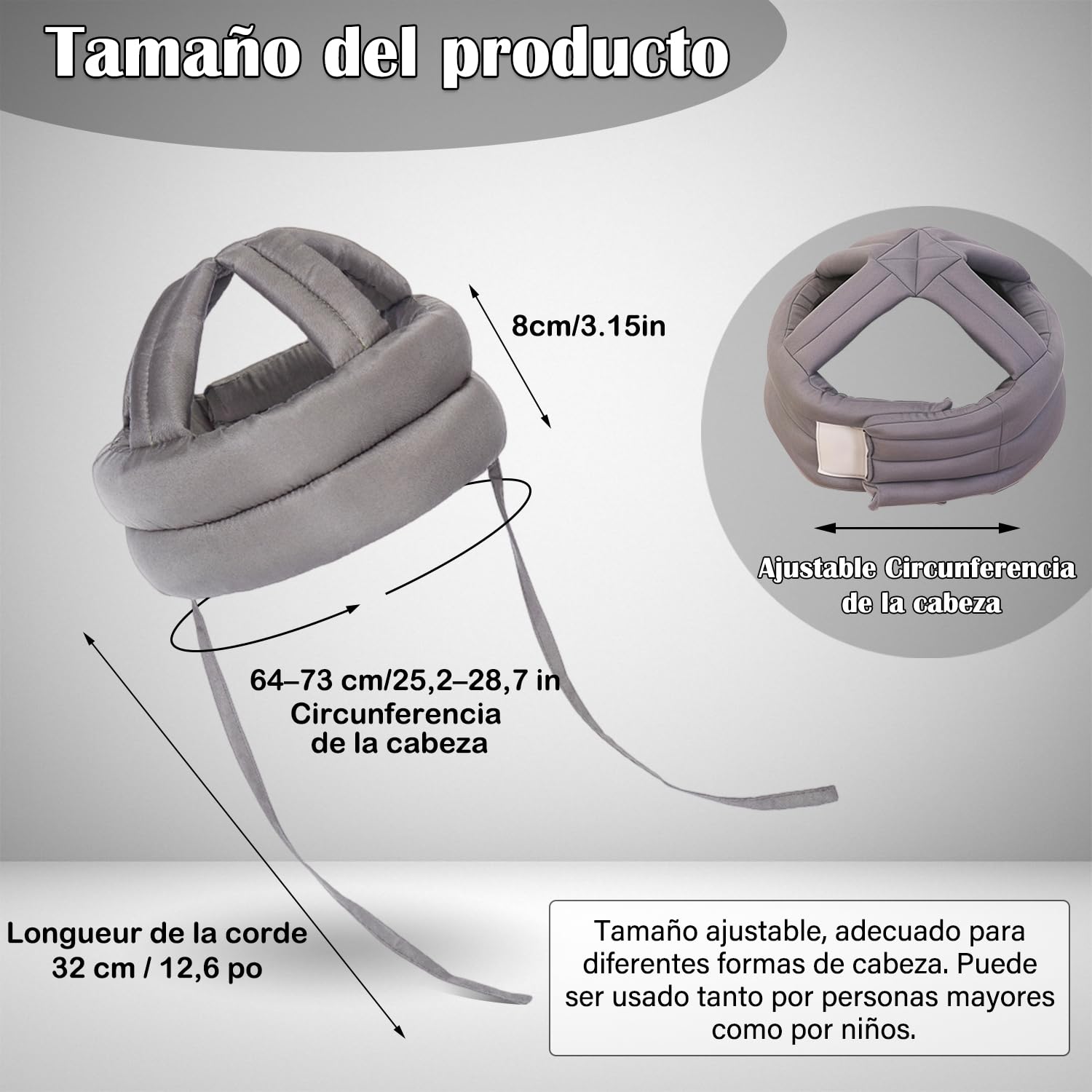 Casco De Seguridad Anticaída para Cabeza De Anciano Gorro Protector Grueso Y Suave Gorro De Protección para La Cabeza para Prevención De Caídas Ajustable para Personas Mayores