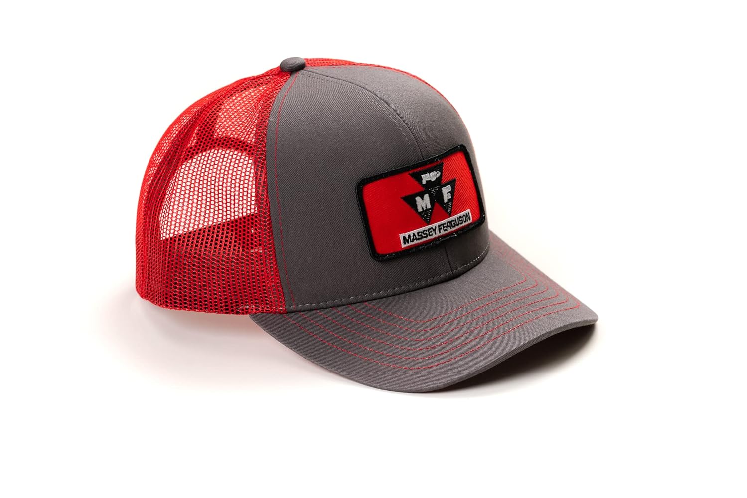 J&D Productions Red Massey Ferguson Tractor Logo Hat, Gray