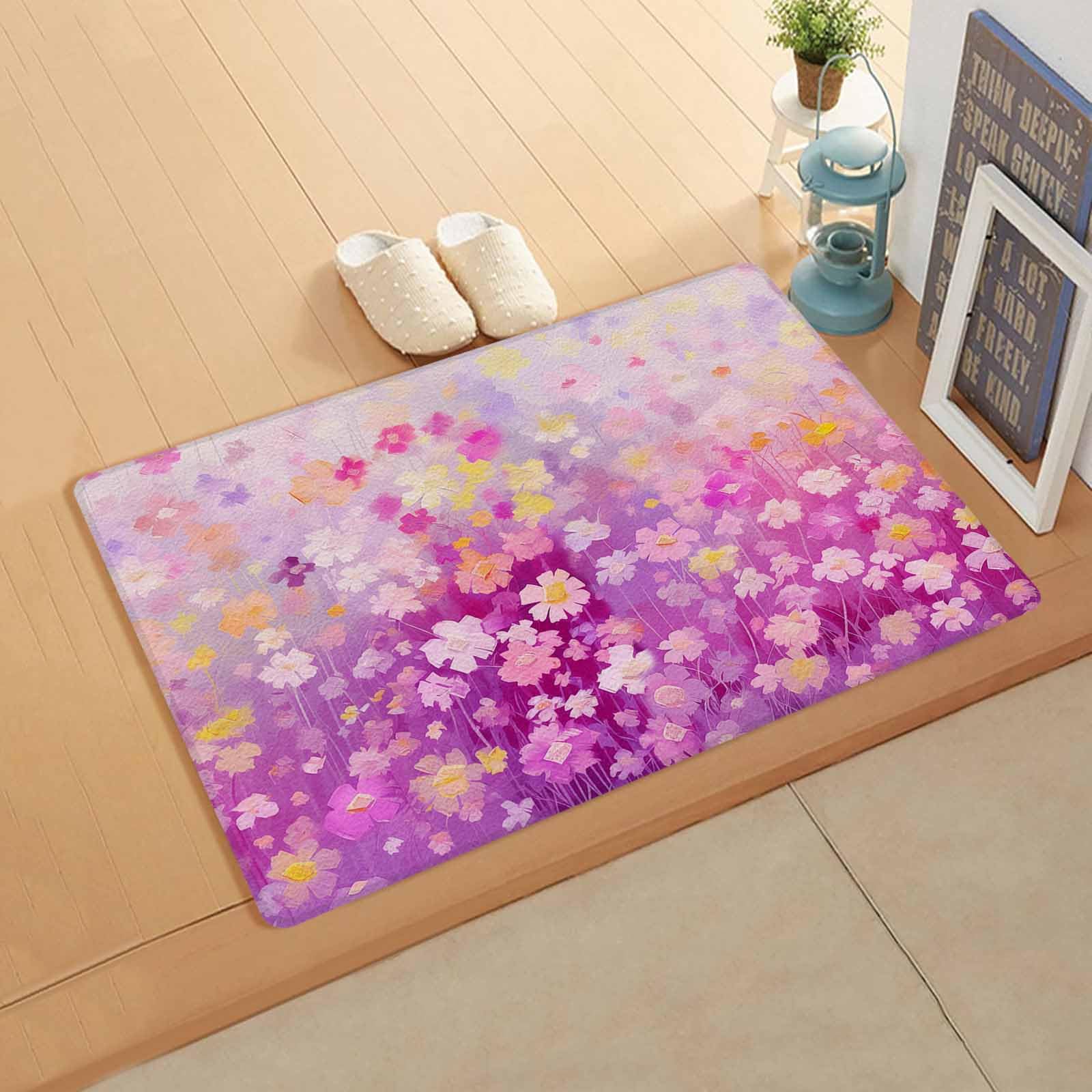 Spring Summer Flower Antifatigue Kitchen Bath Door Mat Cushioned Runner Rug,Washable Welcome Floor Sink Mat,Waterproof & Non-Slip Standing Doormat for Kitchen,Contemporary Painting Plant Herb 18