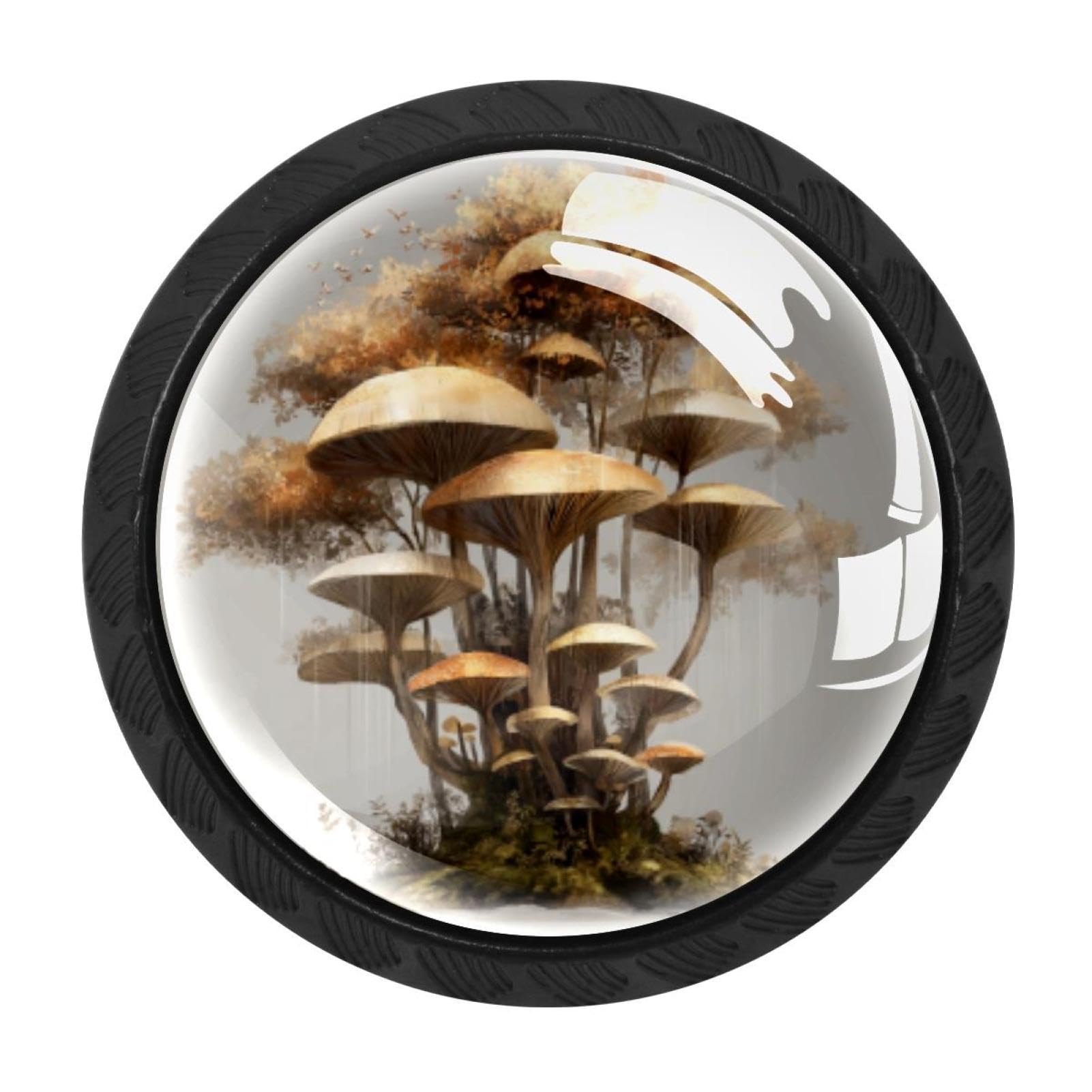 CHENZZZZ 4 Pieces Round Cabinet Knobs Mushrooms Trees Dresser Knobs Pulls Handles with Screws for Drawer Pulls Handles Knobs Door Knobs