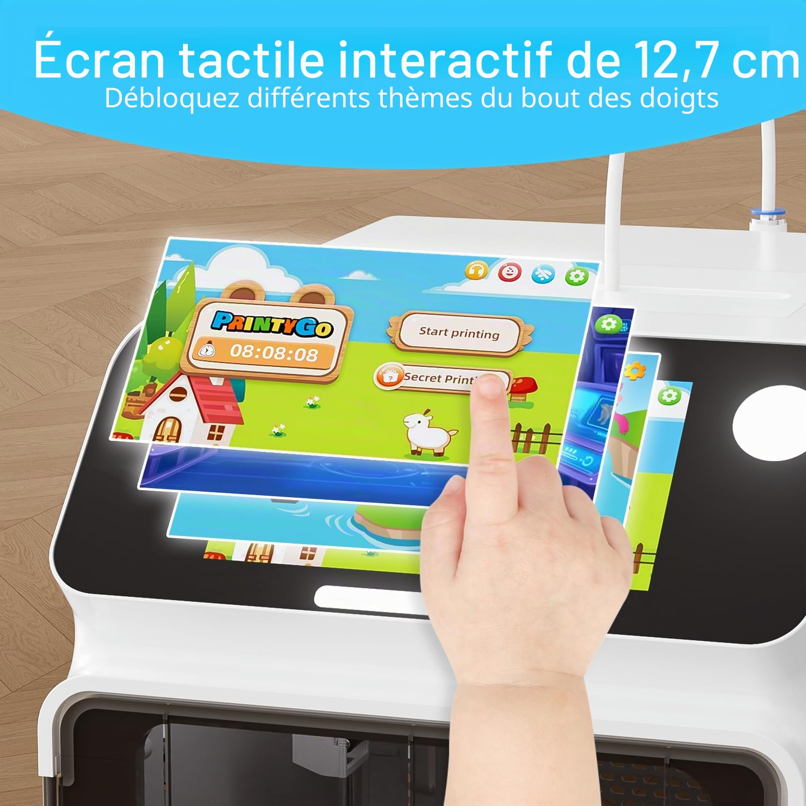 Imprimante 3D PrintyGo Mini pour Enfants, 600 mm/s, nivellement Automatique, idéale pour Les débutants, Conception sécurisée pour Les Enfants, contrôle Wi-FI/Application, Cadeau éducatif STEM