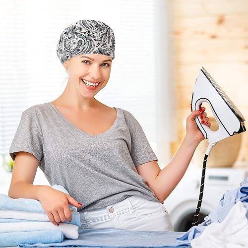 Miniatura 6 de Fesciory Gorras de trabajo ajustables con botón y banda para el sudor, sombreros de cola de caballo para mujer, cabello largo